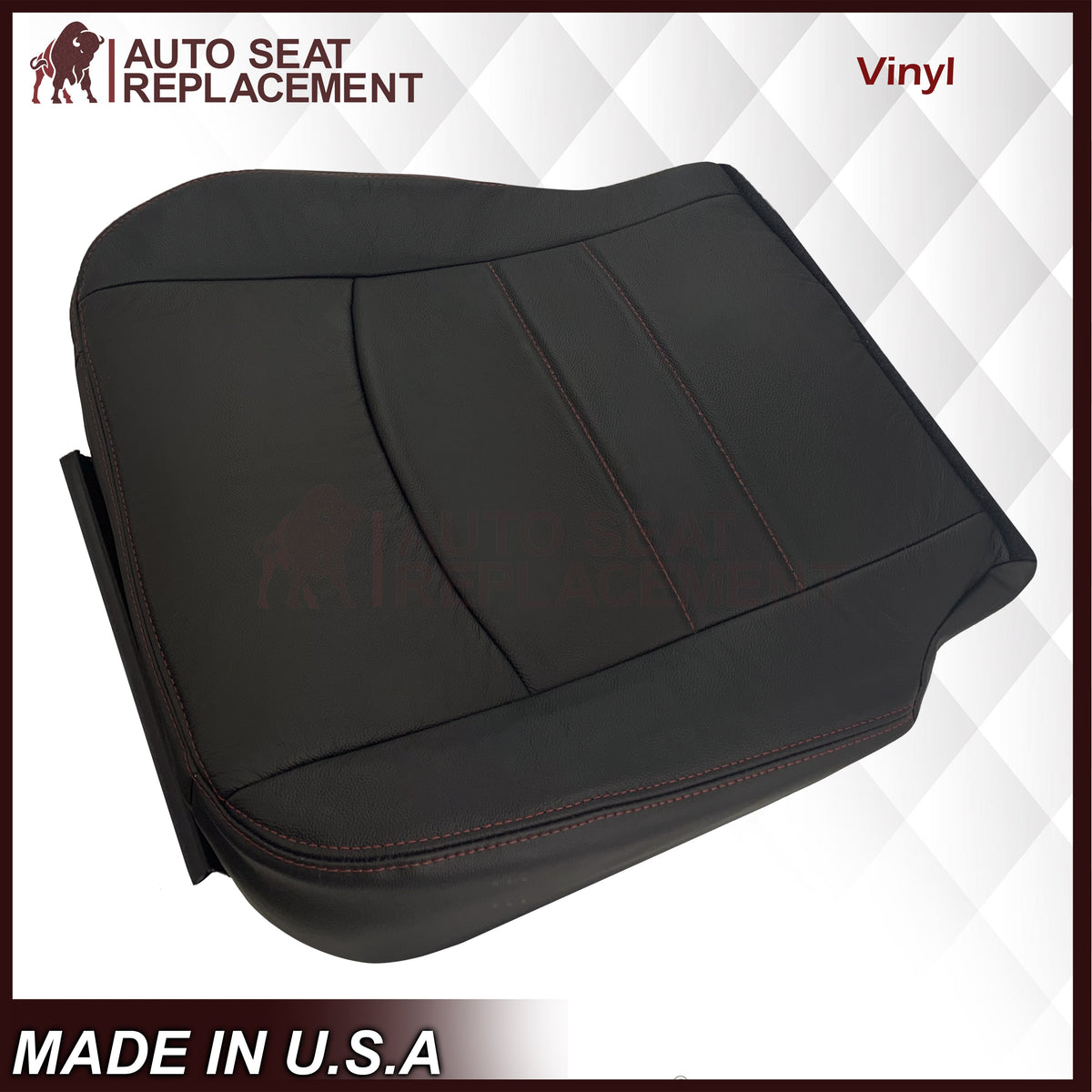 2009 - 2012 Dodge Ram 1500 2500 3500 Laramie Bottom Or Top Replacement Custom Made Seat Cover in Dark Slate (Dark Gray) With Perforated Inserts : Red Logo & Stitching