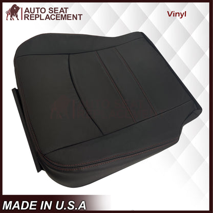 2009 - 2012 Dodge Ram 1500 2500 3500 Laramie Bottom Or Top Replacement Custom Made Seat Cover in Dark Slate (Dark Gray) With Perforated Inserts : Red Logo & Stitching