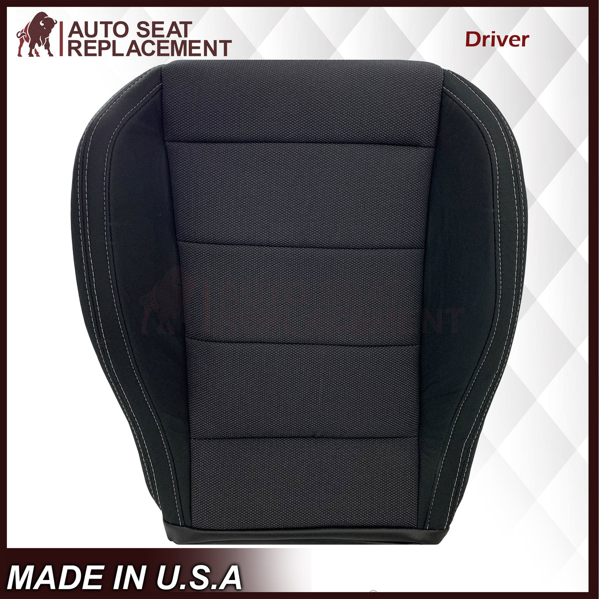 2015-2023 Ford Mustang GT Coupe V6 V8 Cloth (Fabric) Replacement Bottom Seat Covers In Black: Choose Your Side