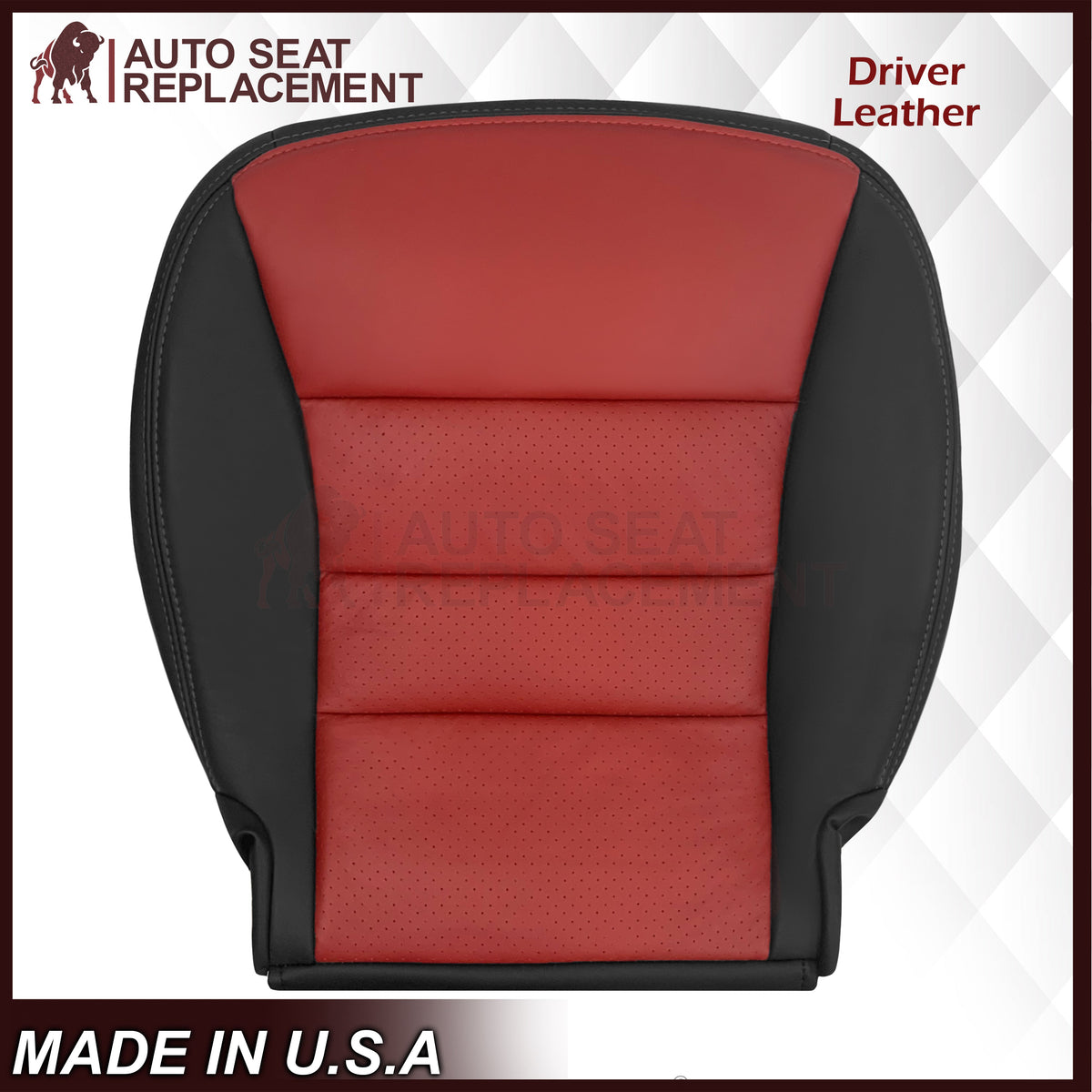 2005 - 2007 Corvette C6 Replacement Seat Cover: C6 2-tone black and Cobalt Red Perforated