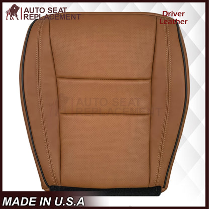 2011-2021 Jeep Grand Cherokee Overland Replacement Perforated Seat Cover: Saddle Brown w/Black Piping