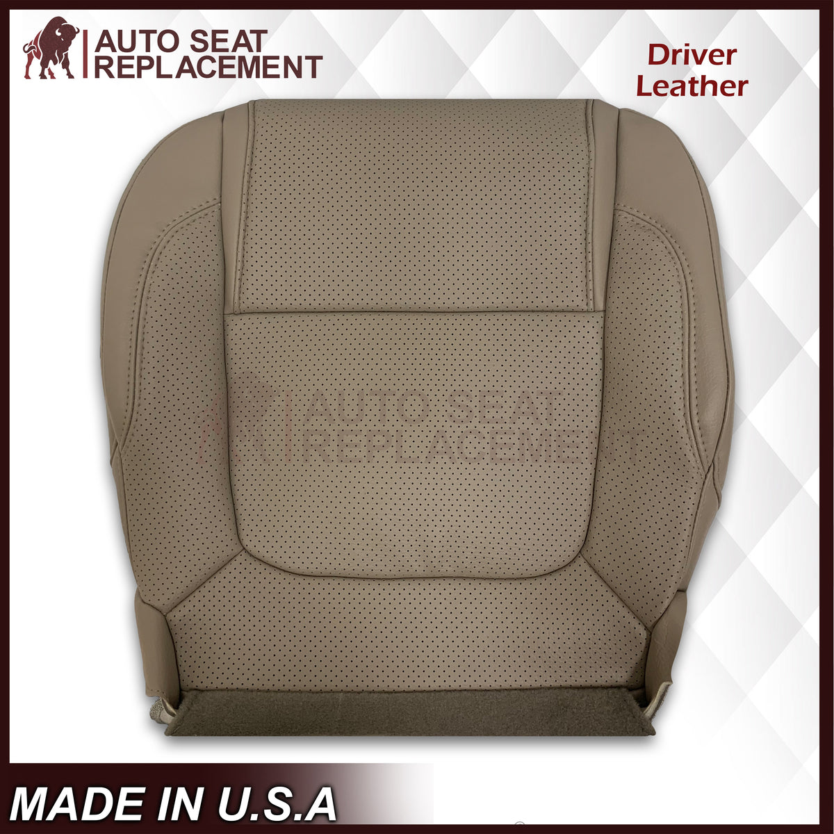 2011 - 2015 Ford Explorer Replacement Perforated Leather Bottom Seat Covers In Gray: Choose Leather OR Vinyl