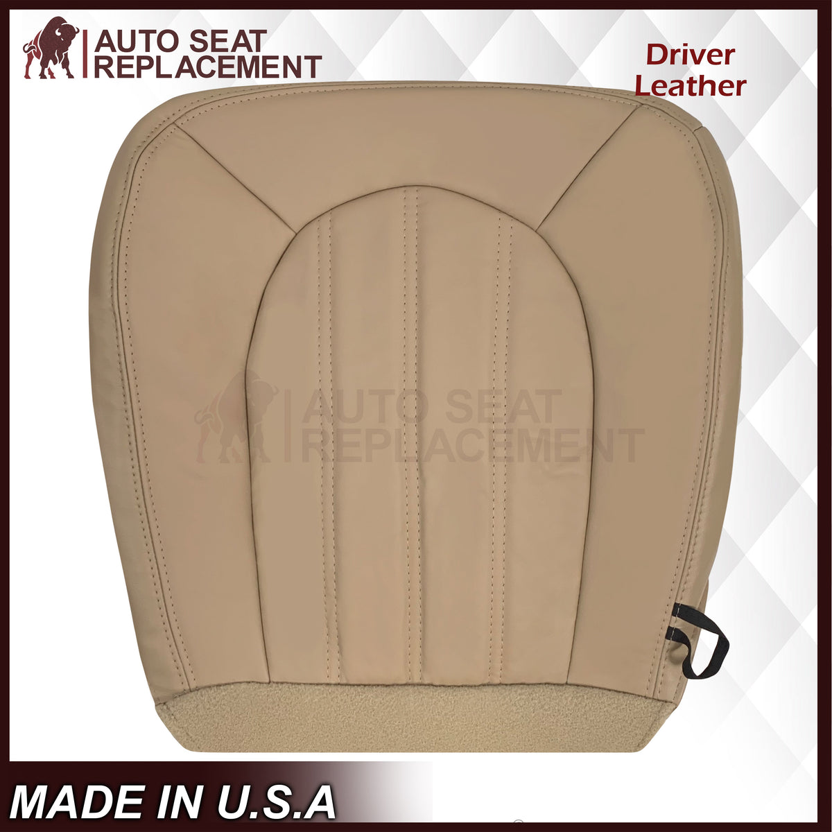 2006 - 2011 Buick Lucerne Driver or Passenger Bottom Perforated Seat Cover In Light Cashmere Tan: Choose Leather or Vinyl