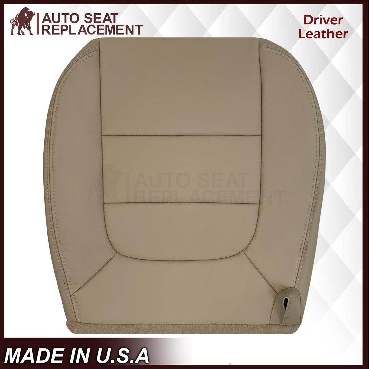 2002-2003 Ford F-150 Lariat SuperCrew Replacement Genuine Leather Seat Cover: Medium Parchment Tan