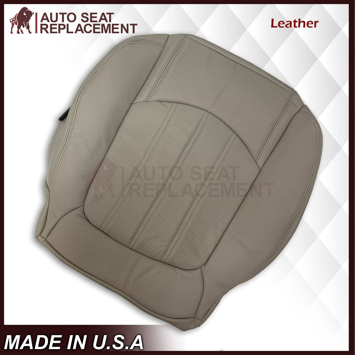 2008-2012 Buick Enclave Driver or Passenger Bottom Perforated Seat Cover in Gray: Choose Leather or Vinyl