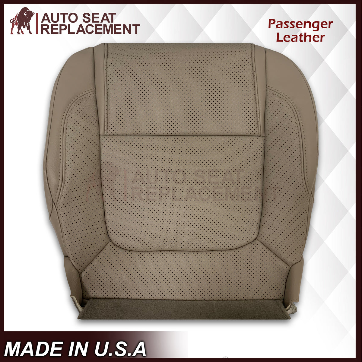 2011 - 2015 Ford Explorer Replacement Perforated Leather Bottom Seat Covers In Gray: Choose Leather OR Vinyl