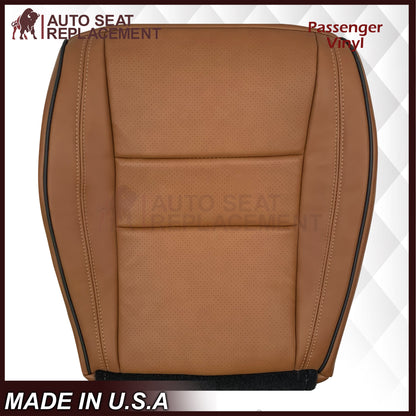 2011-2021 Jeep Grand Cherokee Overland Replacement Perforated Seat Cover: Saddle Brown w/Black Piping