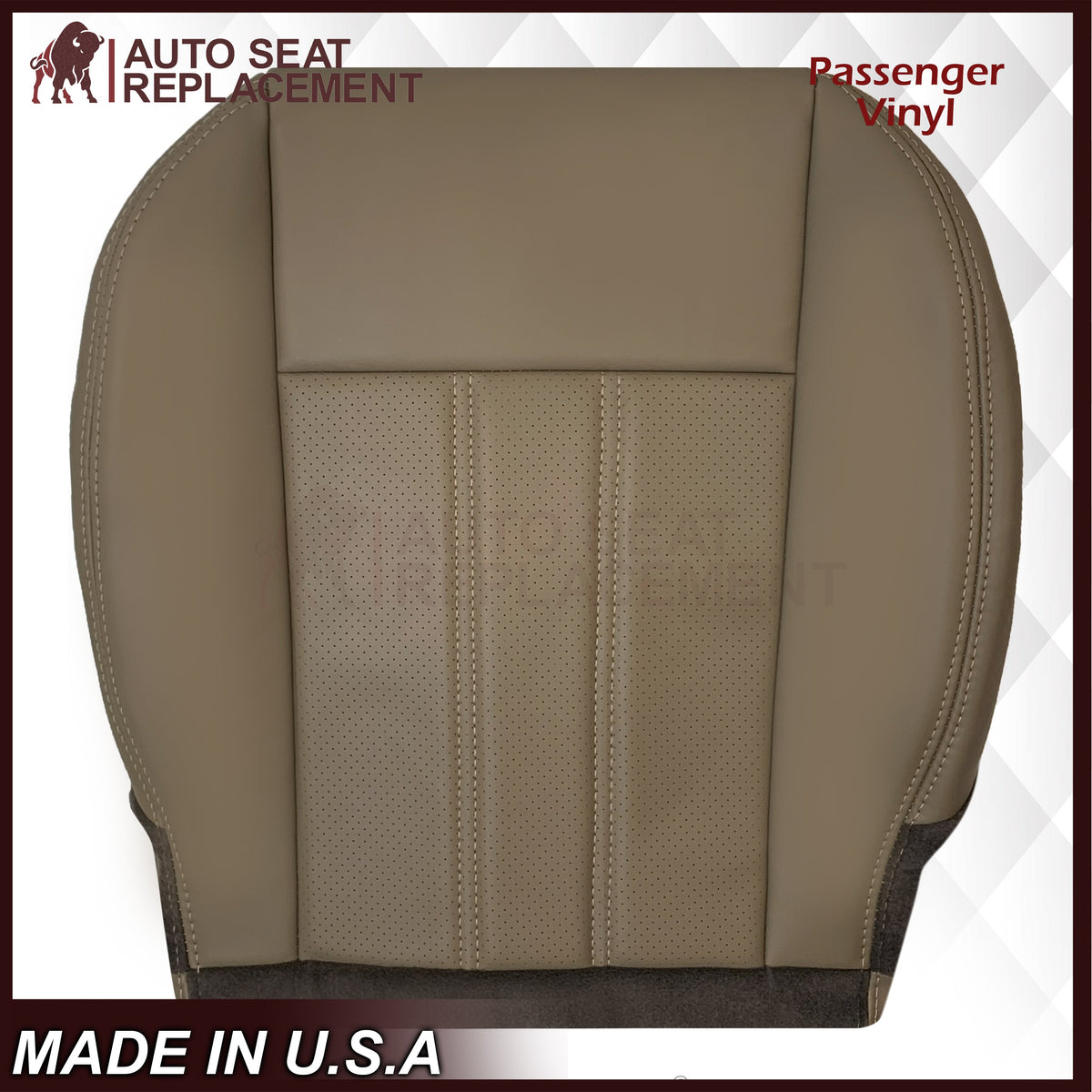 2008 -2020 For Dodge Grand Caravan Front Replacement Seat Cover: Tan Perforated