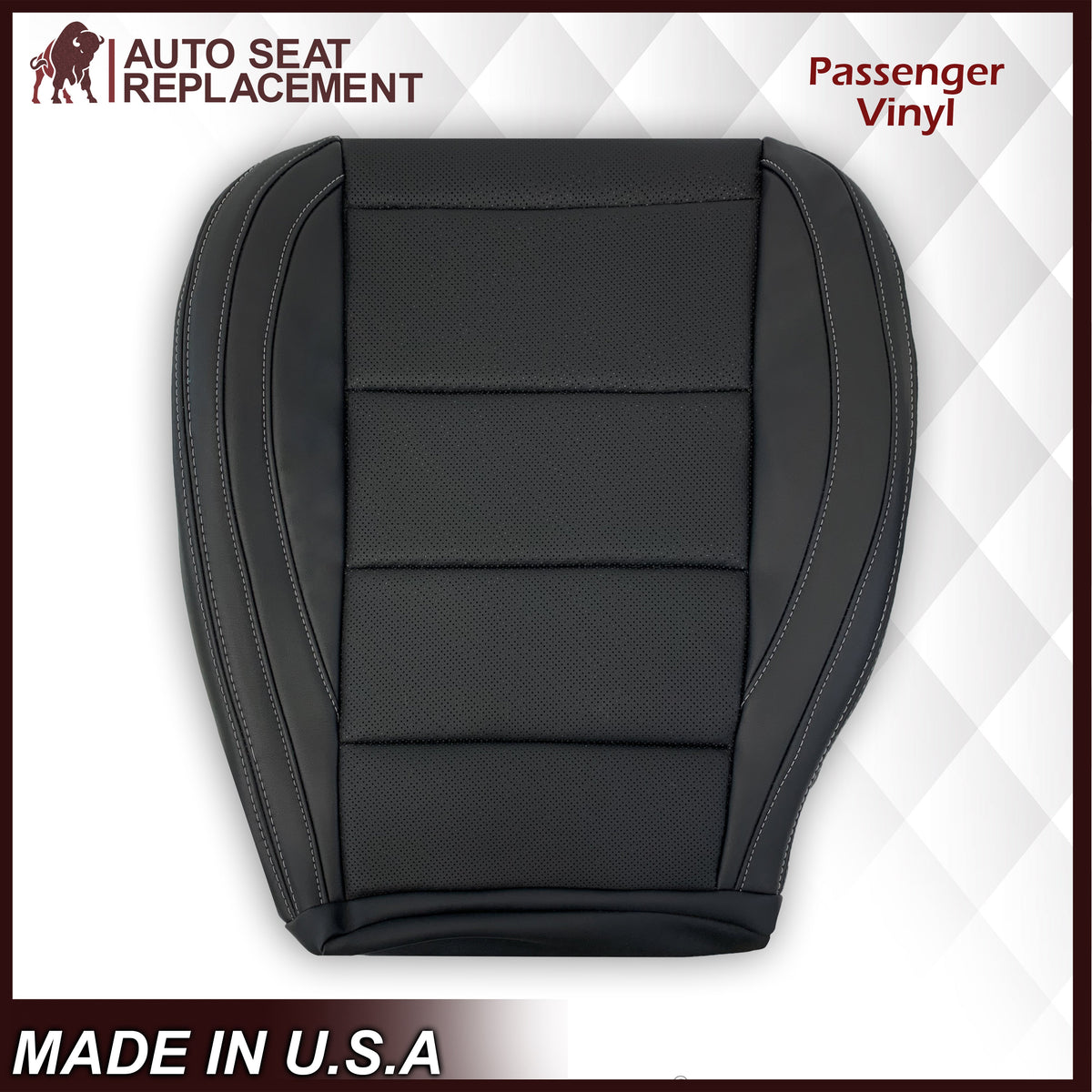 2015-2023 Ford Mustang GT Coupe V6 V8 Perforated Vinyl Replacement Bottom Seat Covers In Black: Choose Your Side