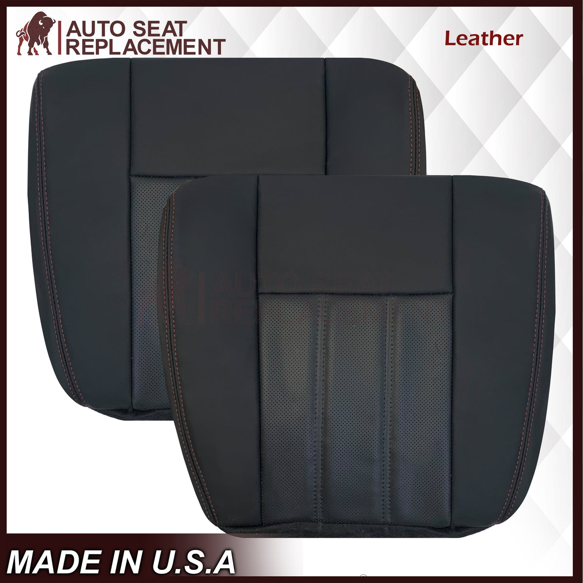 2008 - 2020 For Dodge Grand Caravan Front Pattern #2 Replacement Seat Cover W/ Red Stitching