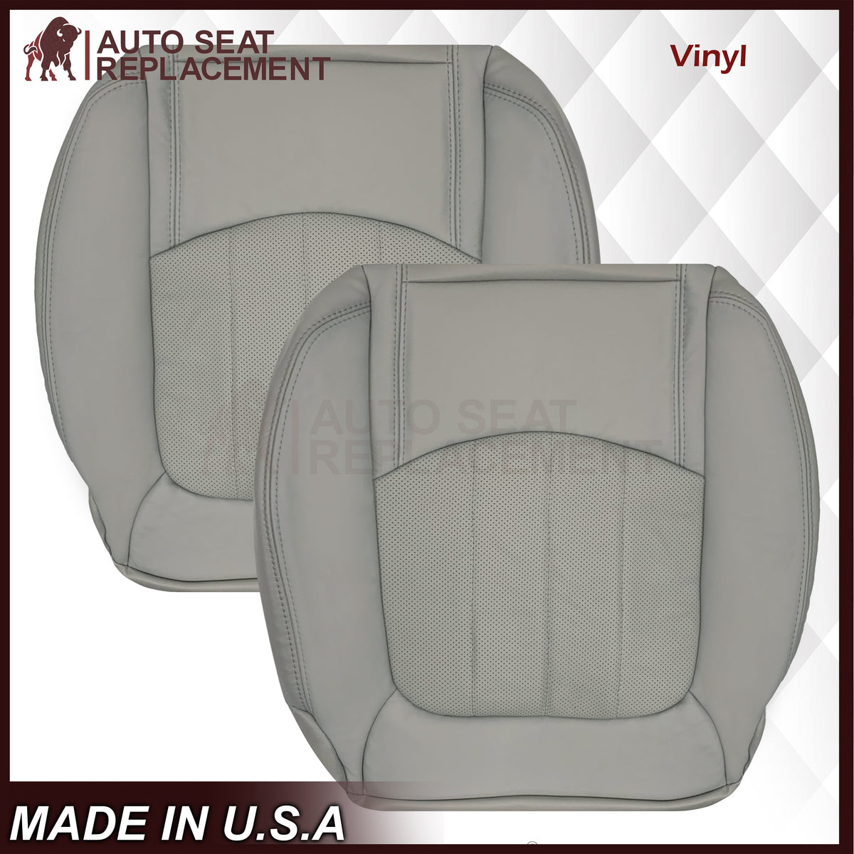 2007-2012 GMC Acadia Denali/SLT Replacement Leather/Syn. Leather Seat Cover: Gray, Perforated
