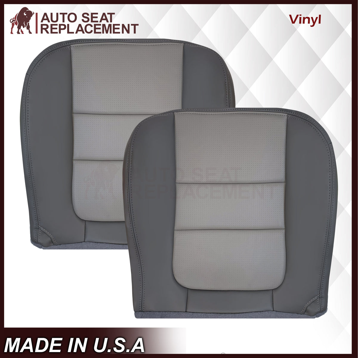 2001 Ford F250 Platinum Edition New Vinyl Replacement Seat Cover in 2-Tone Gray