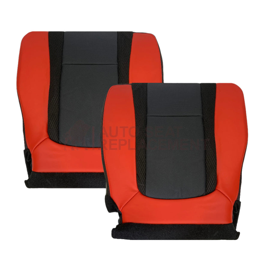2014 Ford F-150 Raptor SVT Top or Bottom Perforated Seat Cover in 2 Tone Red-Black Choose: Leather or Vinyl