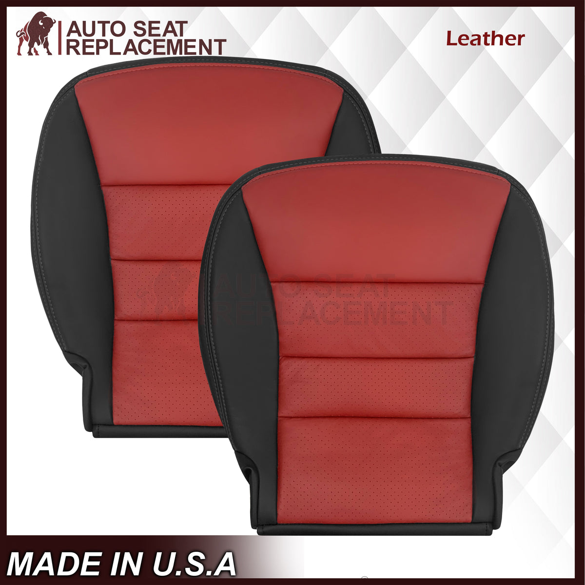 2005 - 2007 Corvette C6 Replacement Seat Cover: C6 2-tone black and Cobalt Red Perforated