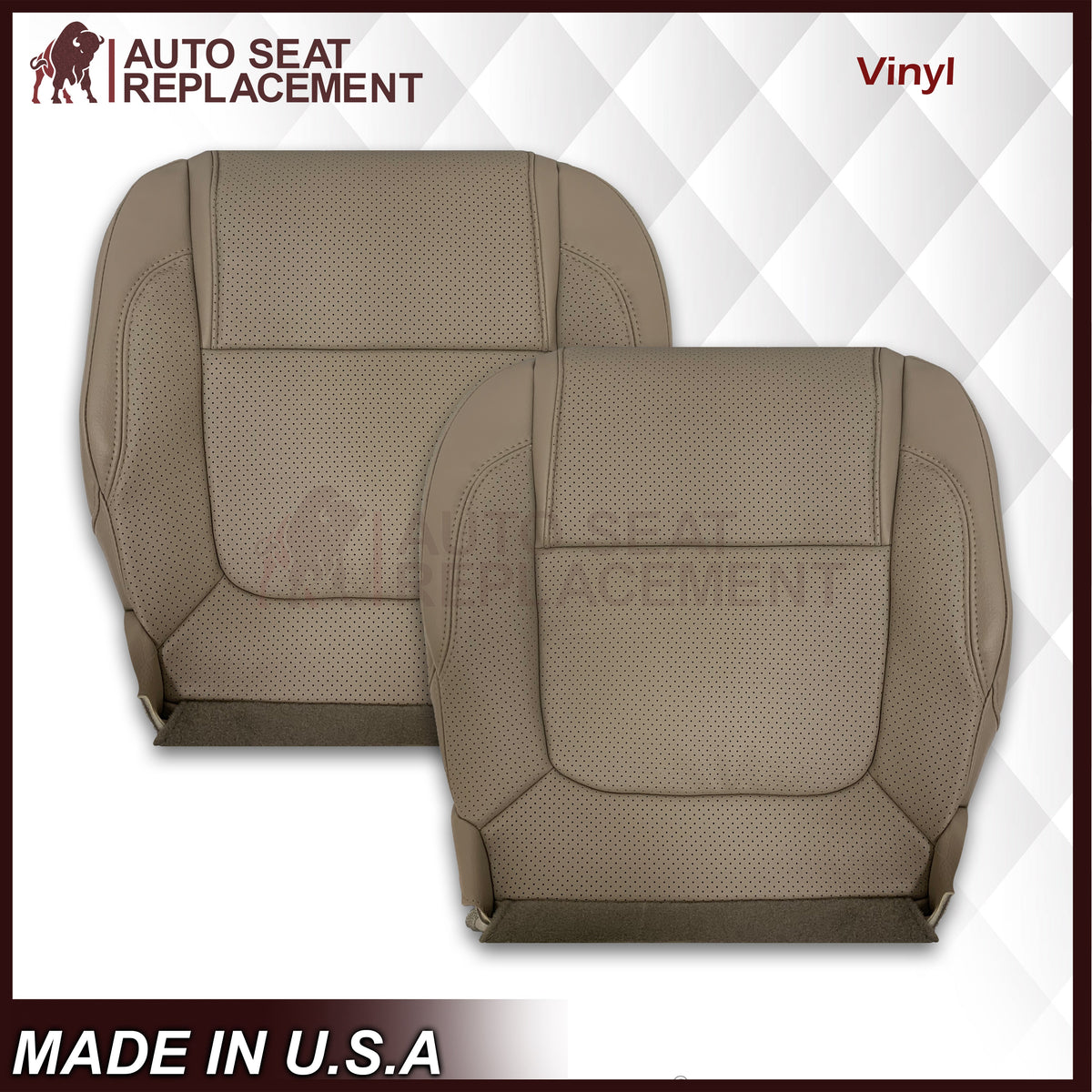 2011 - 2015 Ford Explorer Replacement Perforated Leather Bottom Seat Covers In Gray: Choose Leather OR Vinyl