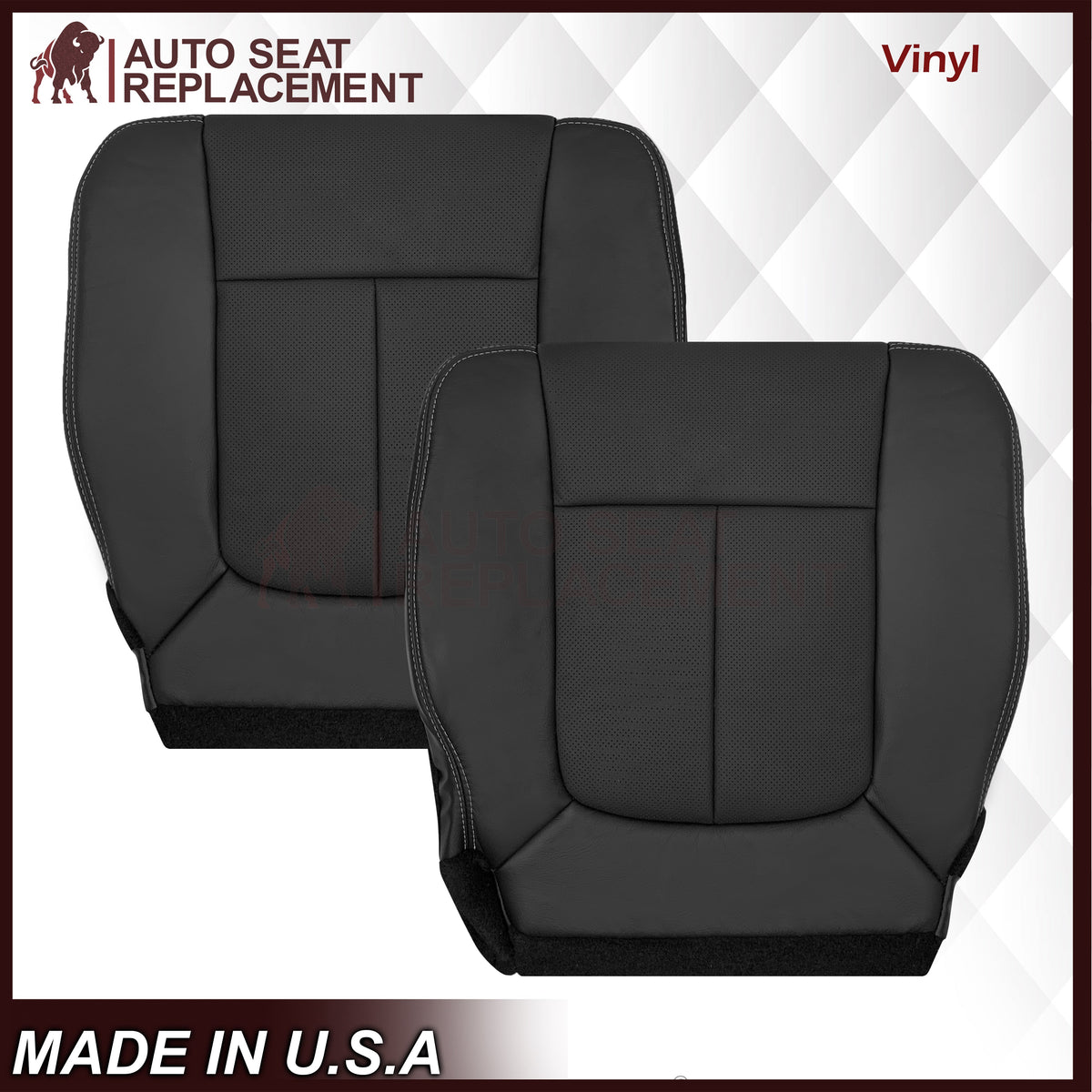 2009 - 2014 Ford F-150 Lariat Replacement Perforated Genuine Leather / Synthetic Leather Seat Cover In Black
