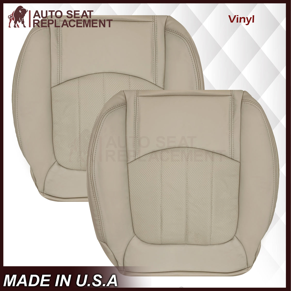 2008-2012 Buick Enclave Perforated Replacement Seat Covers In Tan: Choose Leather or Syn. Leather