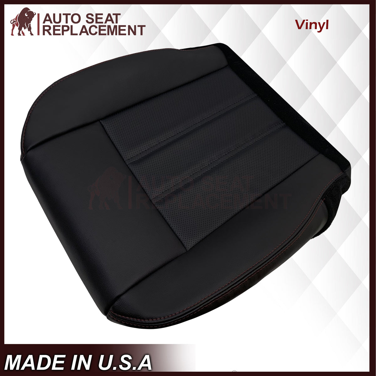 2008 -2020 For Dodge Grand Caravan Front Replacement Seat Cover W/ Red Stitching