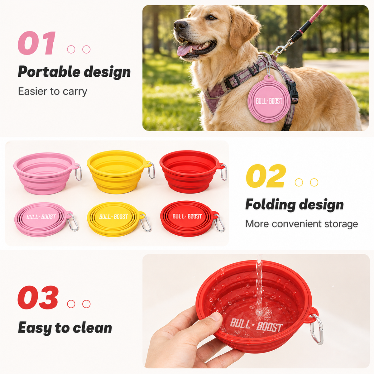 BBP® BPA Free Portable Dog Travel Bowl (3 Pack) 2500 ENTRIES