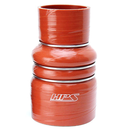 HPS Performance Products HPS 3" - 4" ID, Silicone Charge Air Cooler CAC Hose Double Hump Reducer Coupler Bellow Hot Side, Ultra High Temp 4-ply Aramid Reinforced, 76mm - 102mm ID