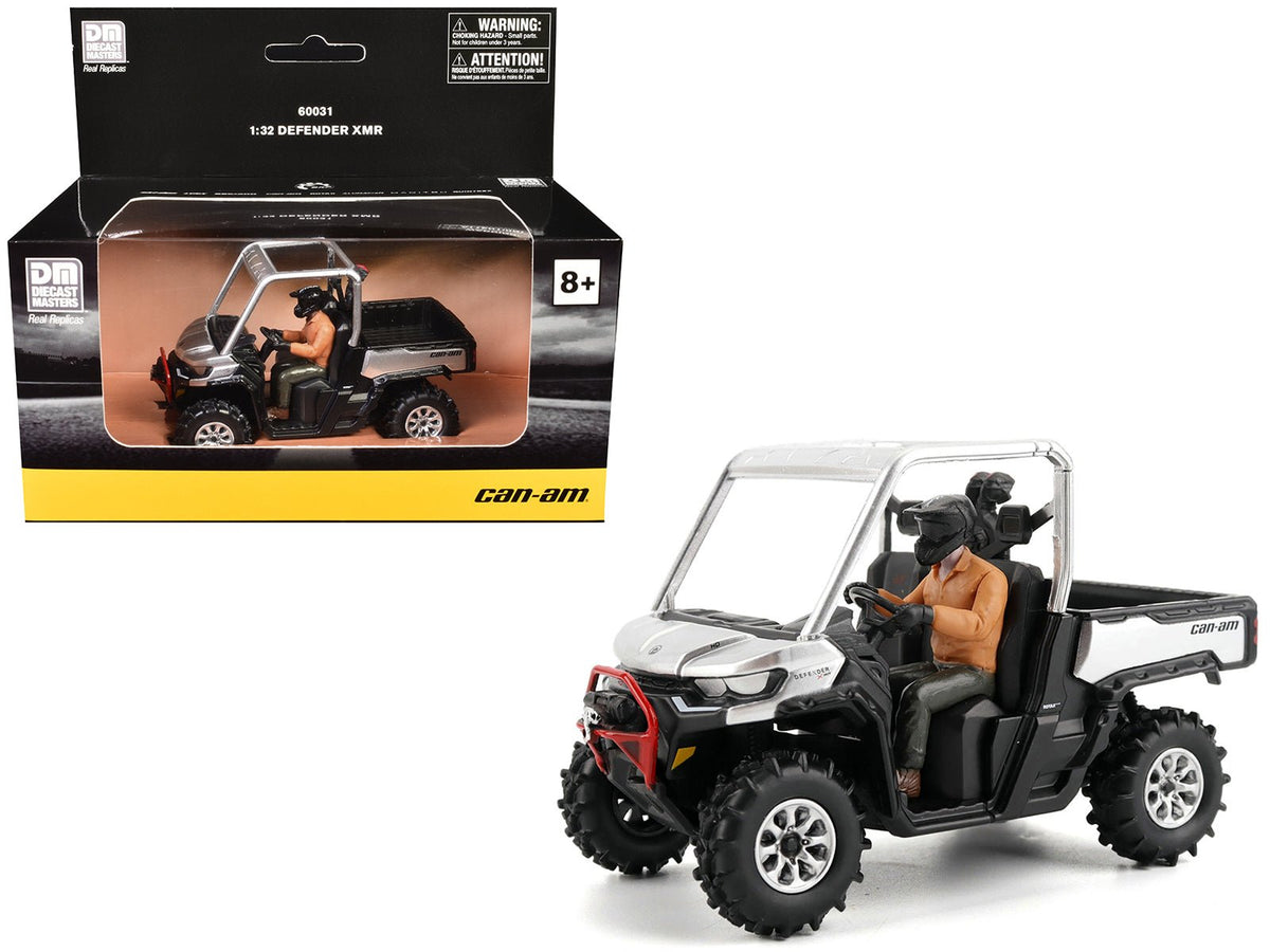 Can-Am Defender XMR Silver Metallic and Black with Driver Figure 1/32 Diecast Model by BRP Models  free shipping USA