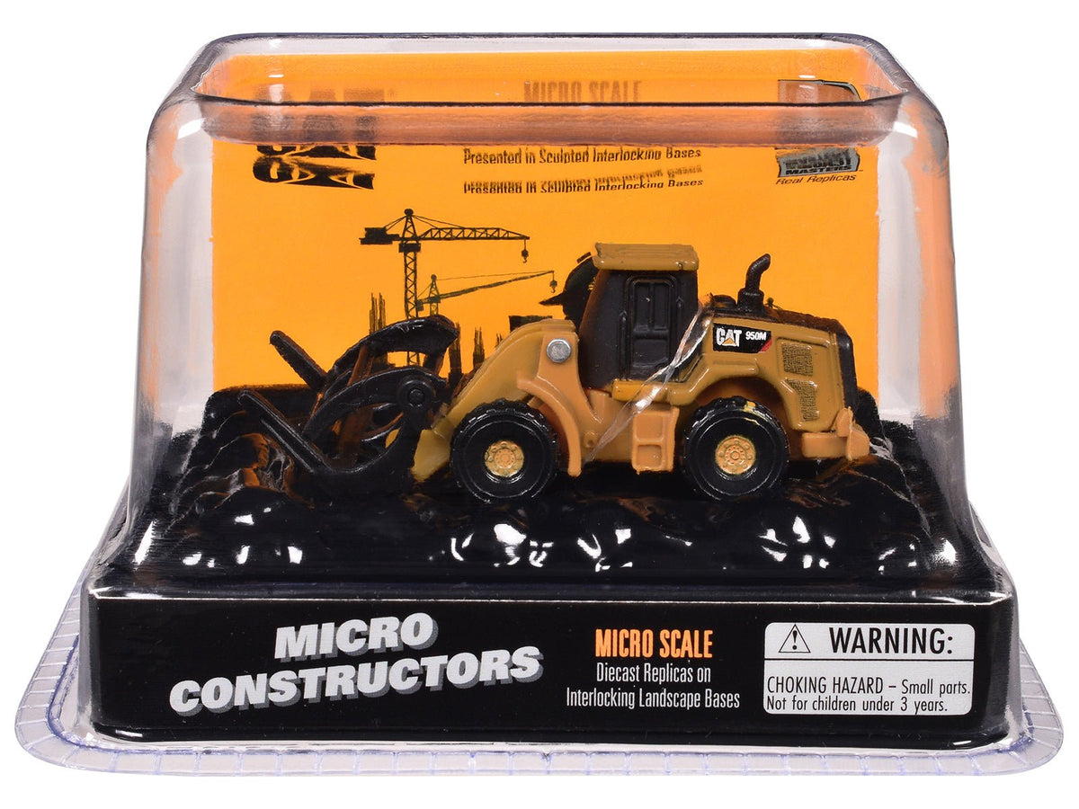 CAT Caterpillar 950M Wheel Loader (Log Fork Version) Yellow "Micro-Constructor" Series Diecast Model by Diecast Masters  free shipping USA