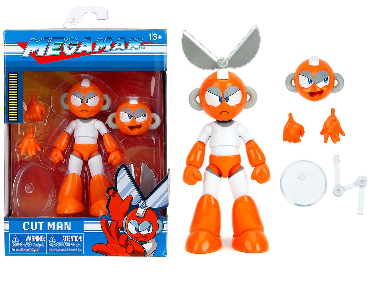 Cut Man 4.5" Moveable Figure with Accessories and Alternate Head and Hands "Mega Man" (1987) Video Game Model by Jada  free shipping USA