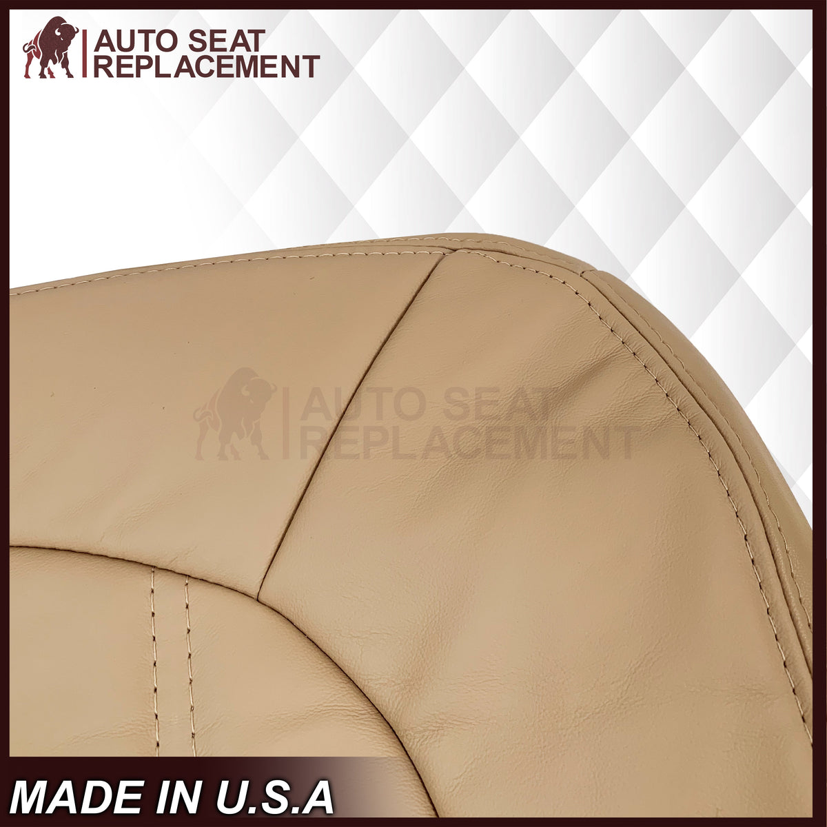 2006 - 2011 Buick Lucerne Driver or Passenger Bottom Perforated Seat Cover In Light Cashmere Tan: Choose Leather or Vinyl