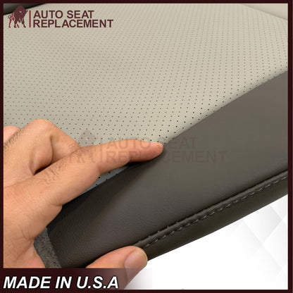 2008-2010 Jeep Grand Cherokee  Front Bottom Synthetic Leather Seat Cover 2 Tone Tan (Dk Khaki/Lt Graystone)