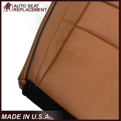 2011-2021 Jeep Grand Cherokee Overland Replacement Perforated Seat Cover: Saddle Brown w/Black Piping