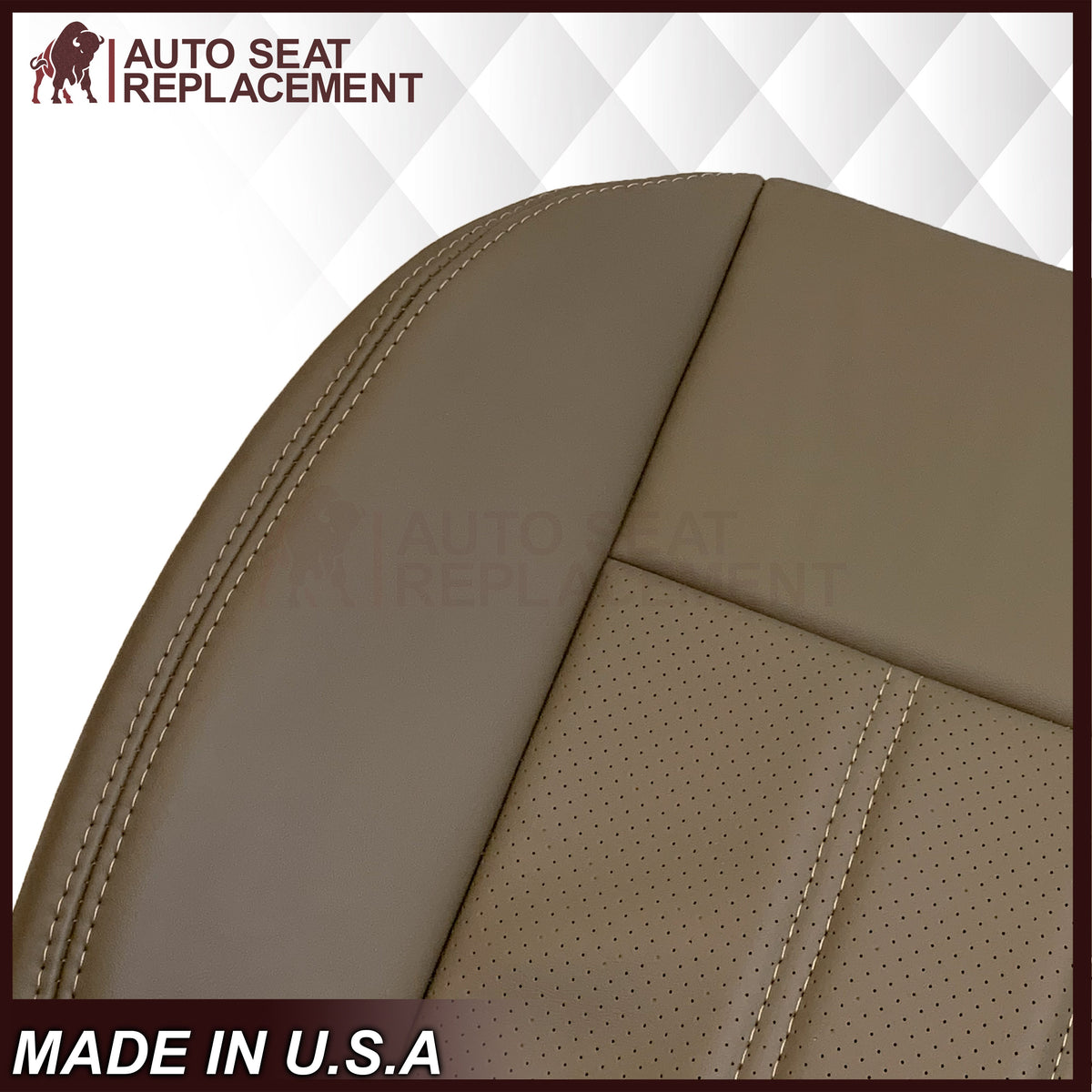 2008 -2020 For Dodge Grand Caravan Front Replacement Seat Cover: Tan Perforated
