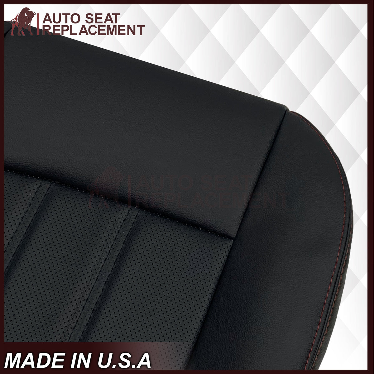 2008 -2020 For Dodge Grand Caravan Front Replacement Seat Cover W/ Red Stitching