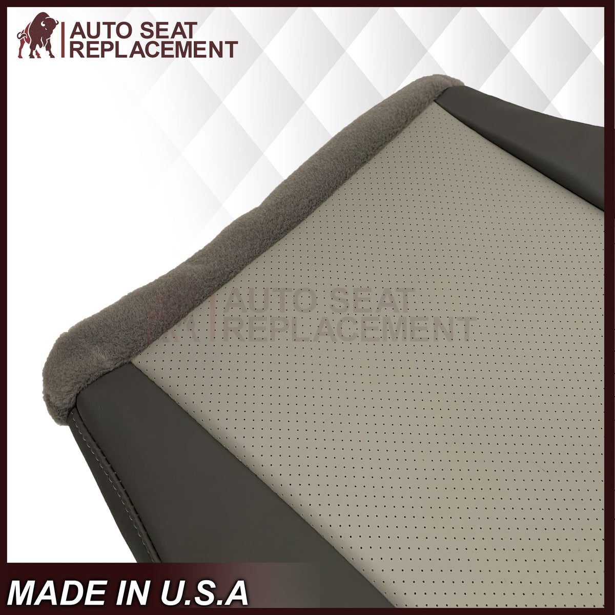 2008-2010 Jeep Grand Cherokee  Front Bottom Synthetic Leather Seat Cover 2 Tone Tan (Dk Khaki/Lt Graystone)