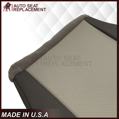 2008-2010 Jeep Grand Cherokee  Front Bottom Synthetic Leather Seat Cover 2 Tone Tan (Dk Khaki/Lt Graystone)