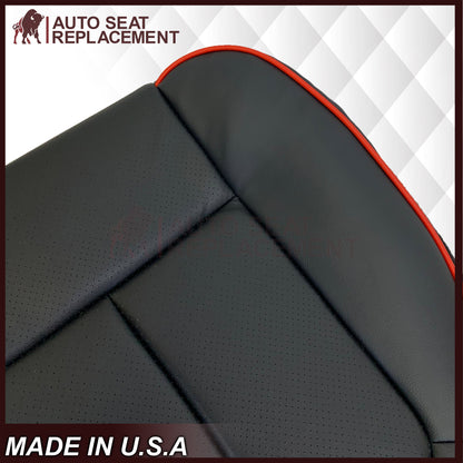 2011 - 2014 Ford F-150 Perforated Genuine Leather or Synthetic Leather Black W/ Red Pipping Seat Covers