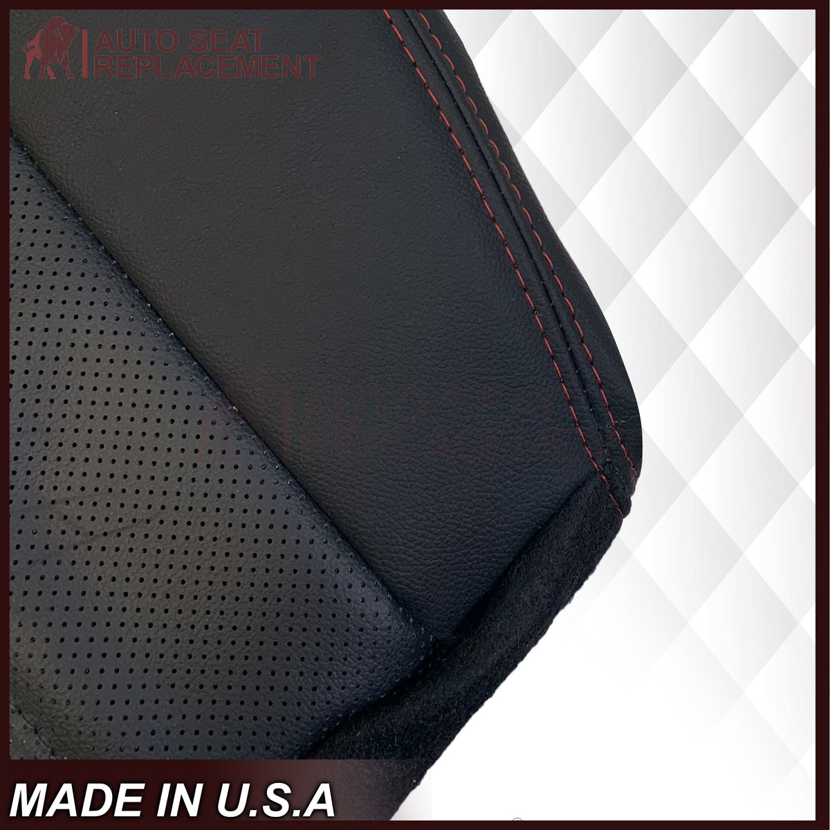 2008 - 2020 For Dodge Grand Caravan Front Pattern #2 Replacement Seat Cover W/ Red Stitching