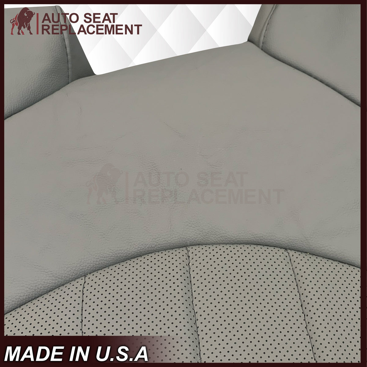 2007-2012 GMC Acadia Denali/SLT Replacement Leather/Syn. Leather Seat Cover: Gray, Perforated