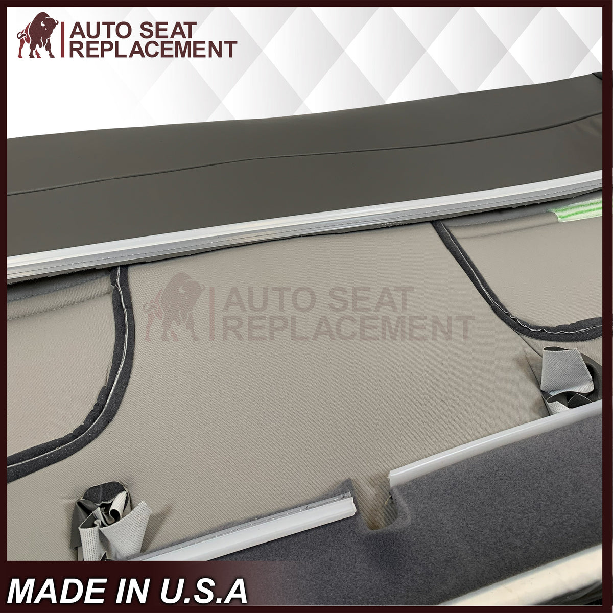 1999-2002 Ford F250 F350 F450 Super Duty XL Work Truck Synthetic Leather Front Bench Top & Bottom in Gray & Tan
