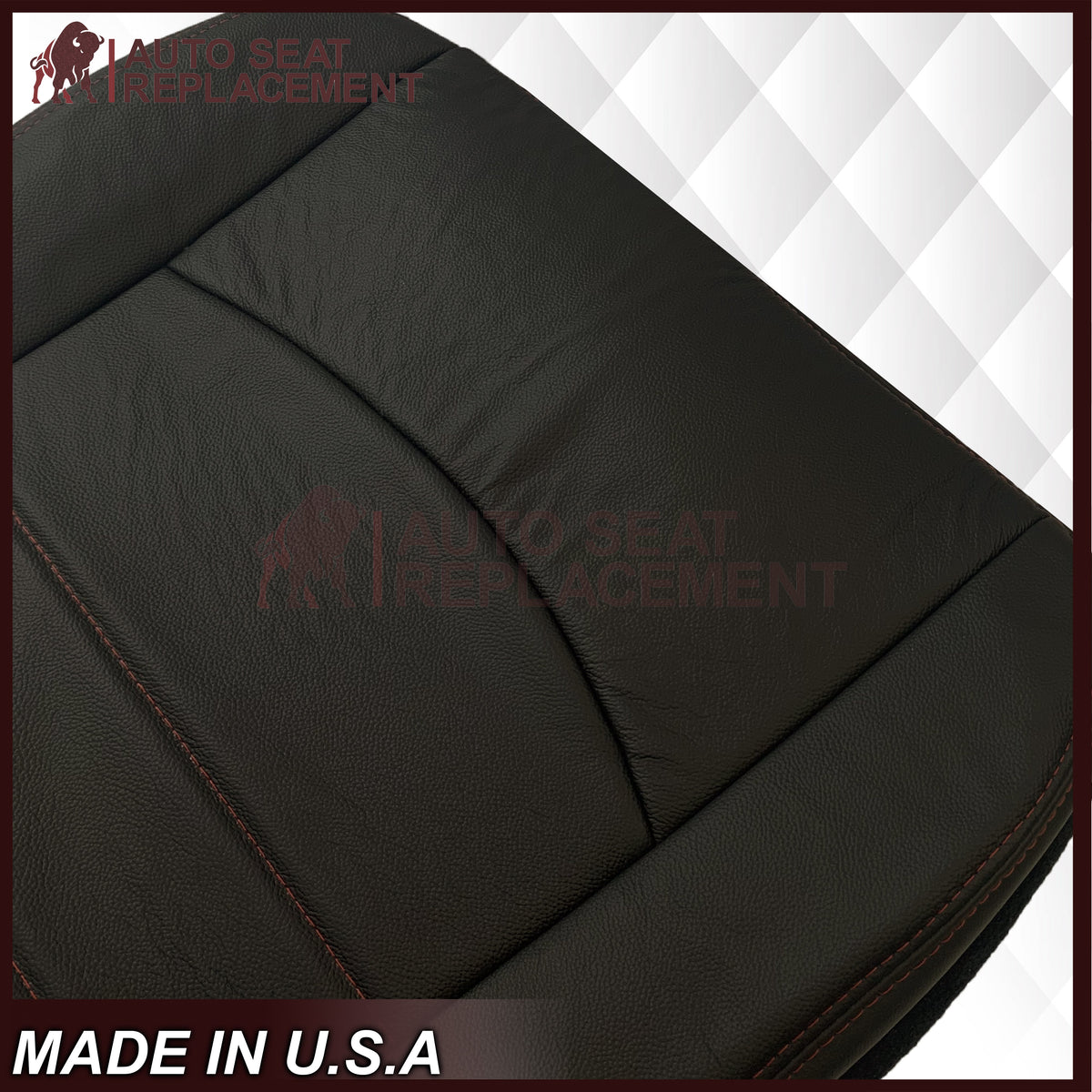 2009 - 2012 Dodge Ram 1500 2500 3500 Laramie Bottom Or Top Replacement Custom Made Seat Cover in Dark Slate (Dark Gray) With Perforated Inserts : Red Logo & Stitching