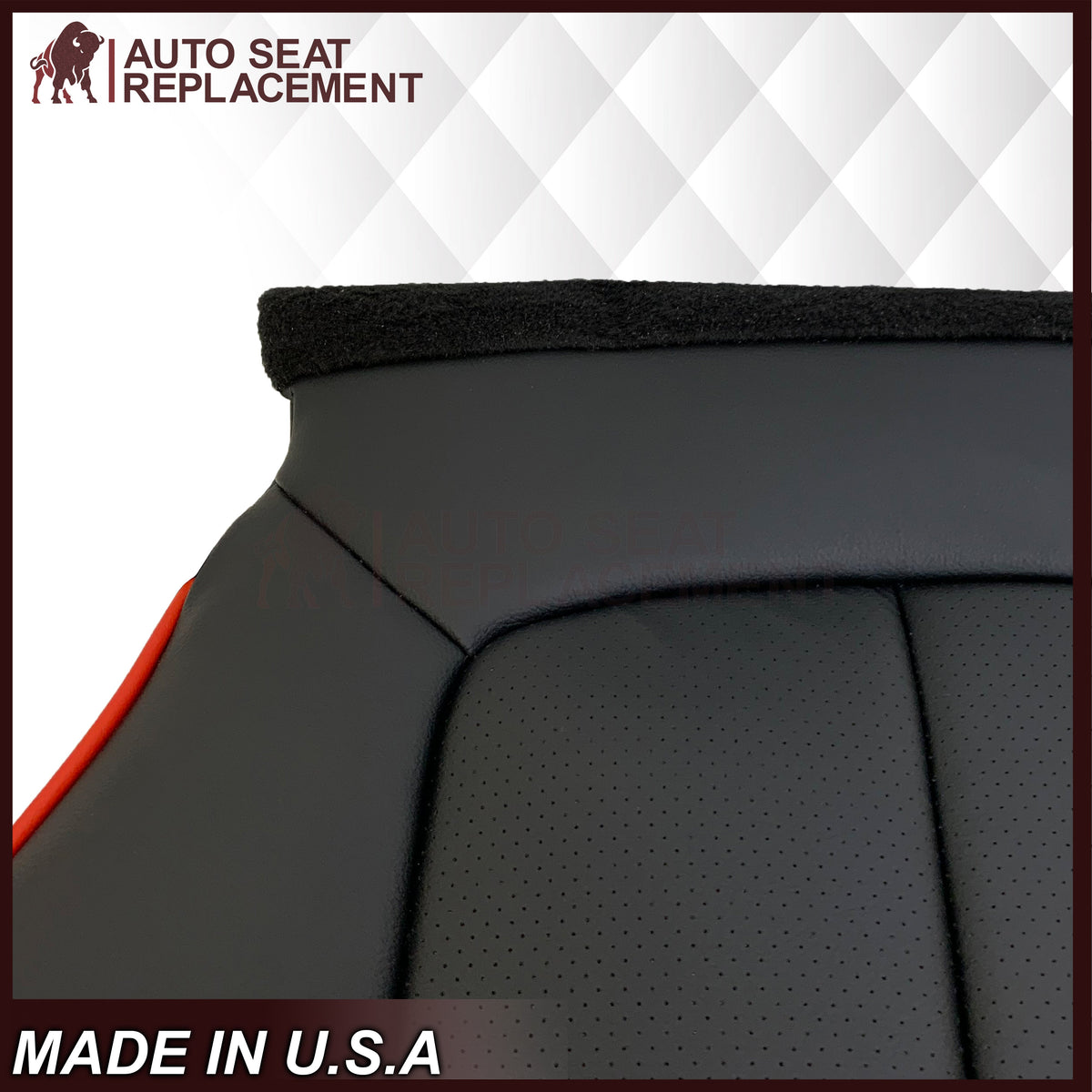 2011 - 2014 Ford F-150 Perforated Genuine Leather or Synthetic Leather Black W/ Red Pipping Seat Covers