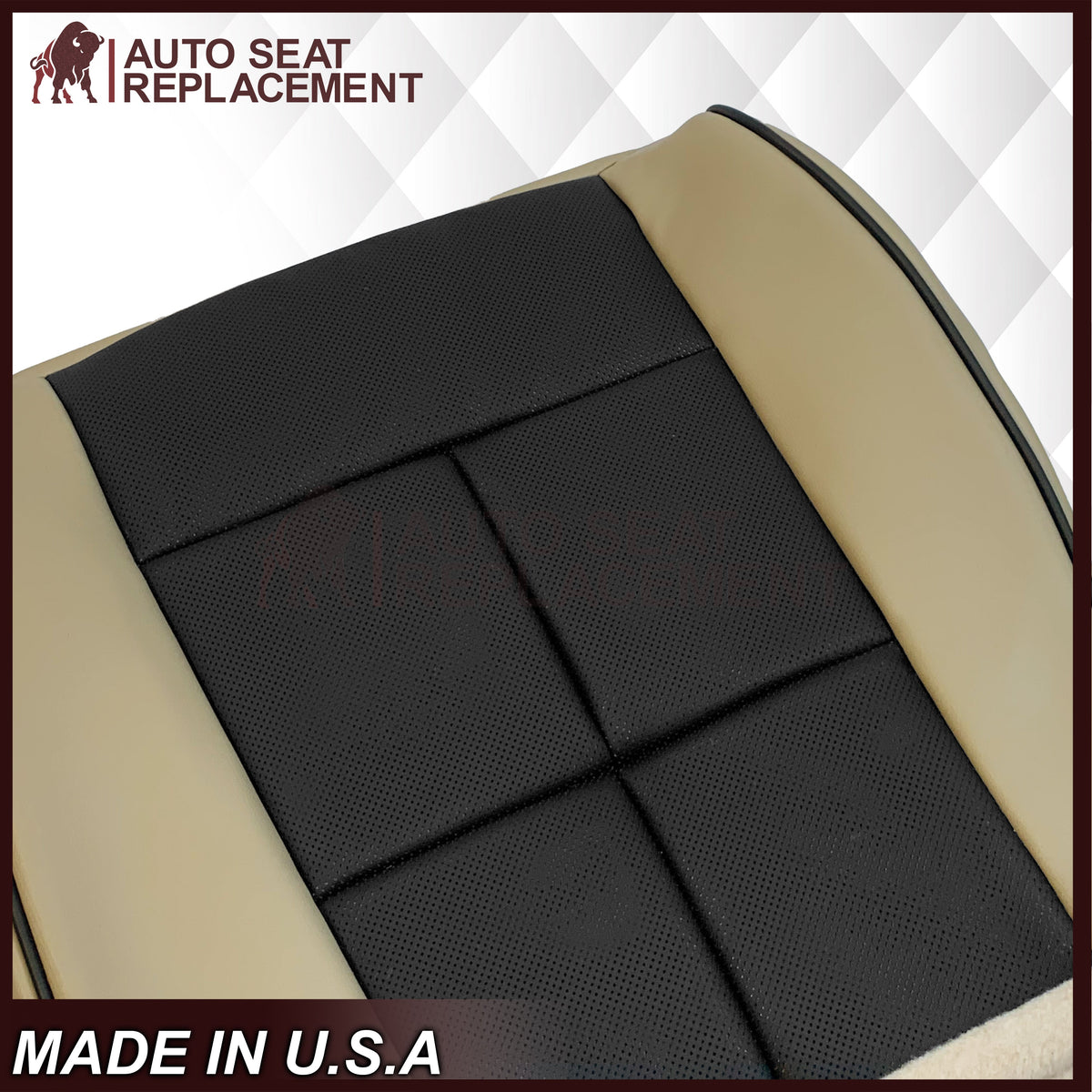 2007 - 2014 Lincoln Navigator Replacement Genuine Leather or Synthetic Leather Seat Cover in Tan & Black