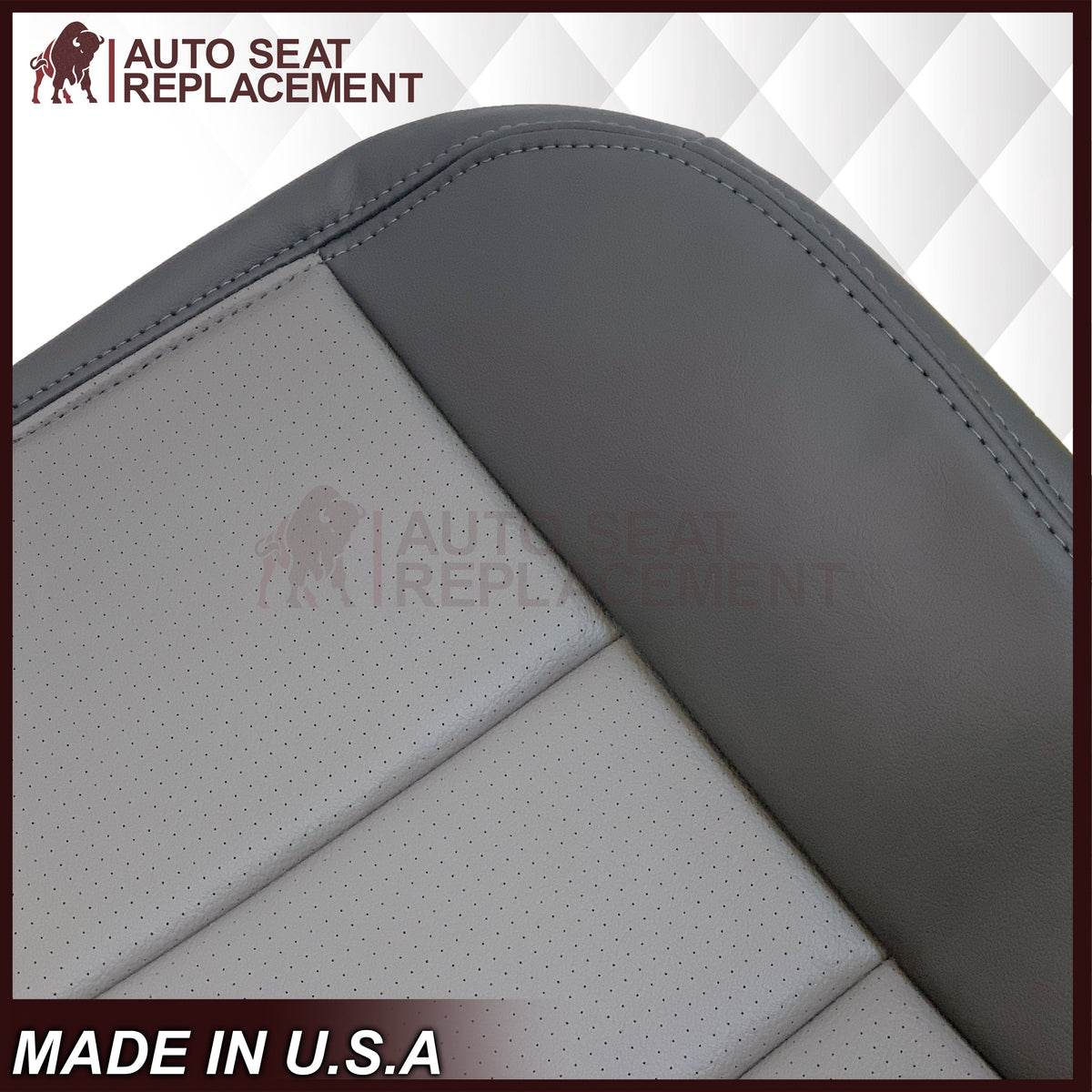 2001 Ford F250 Platinum Edition New Vinyl Replacement Seat Cover in 2-Tone Gray