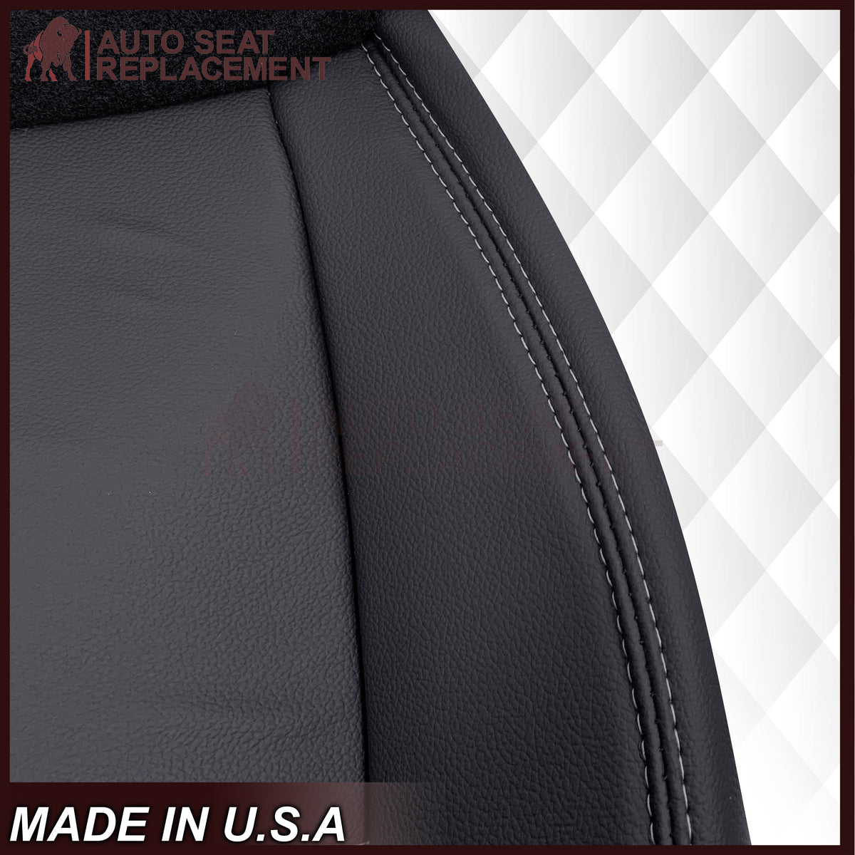 2013-2015 Subaru XV Crosstrek - Bottom Genuine or Synthetic Leather Replacement Seat Cover: Black Non-Perforated