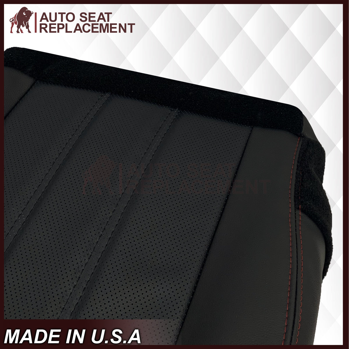 2008 - 2020 For Dodge Grand Caravan Replacement Bottom Seat Cover W/ Red Stitching: Choose your pattern