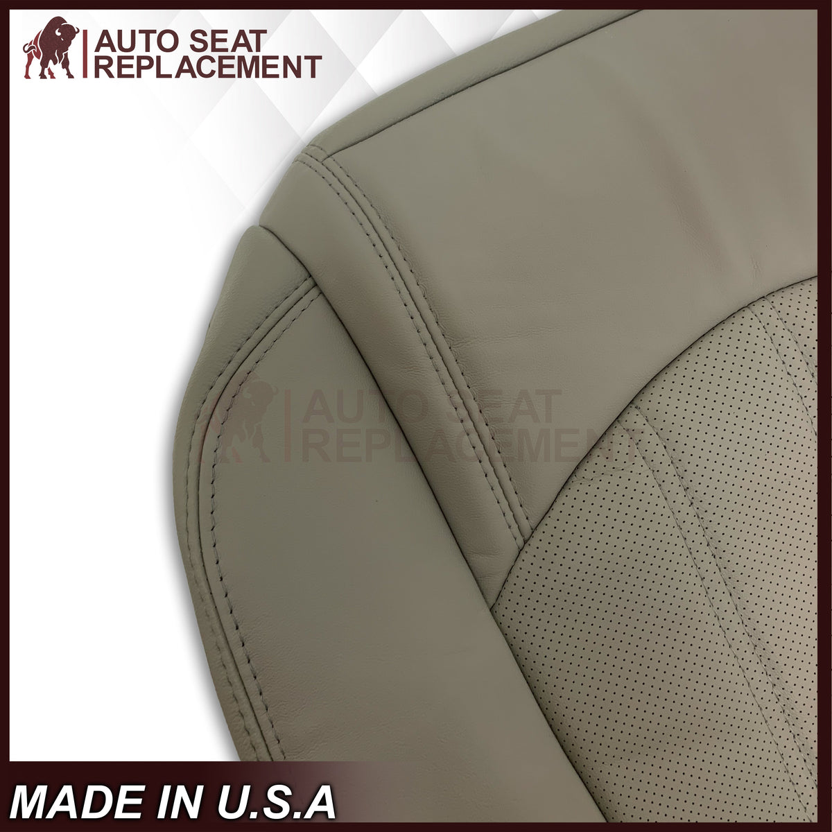 2008-2012 Buick Enclave Driver or Passenger Bottom Perforated Seat Cover in Gray: Choose Leather or Vinyl