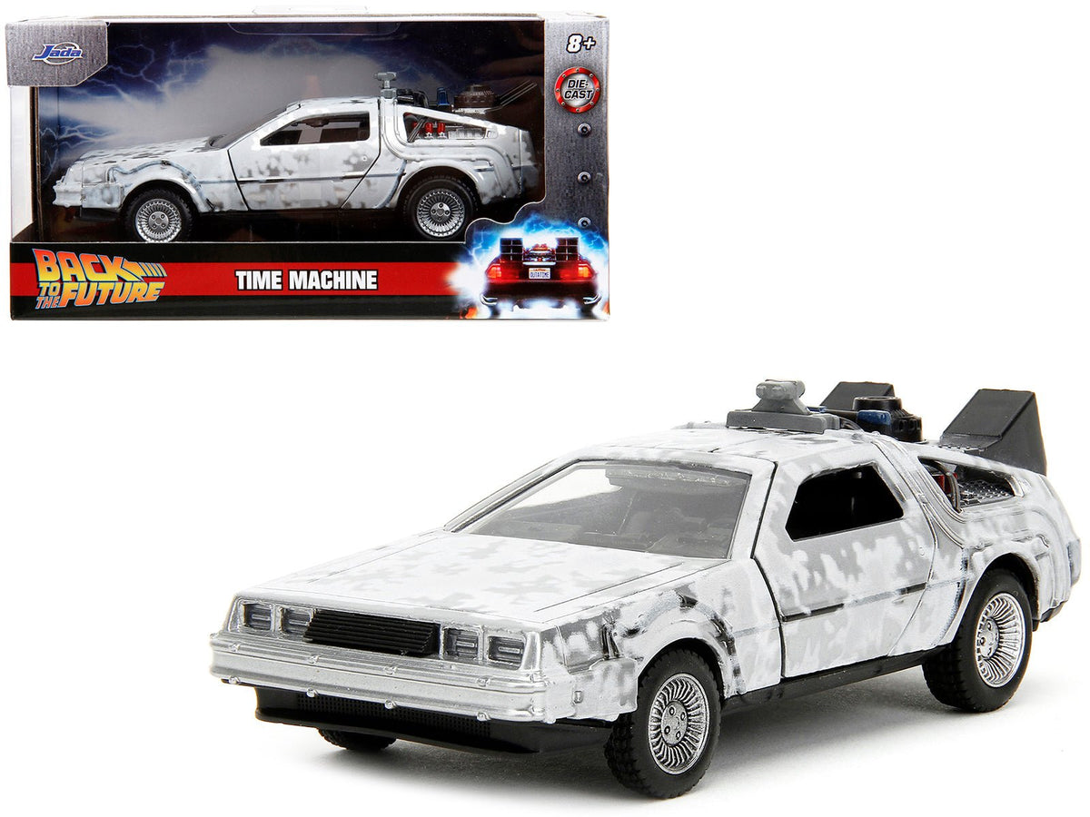 DMC DeLorean Time Machine Brushed Metal (Frost Version) "Back to the Future" (1985) Movie "Hollywood Rides" Series 1/32 Diecast Model Car by Jada  free shipping USA