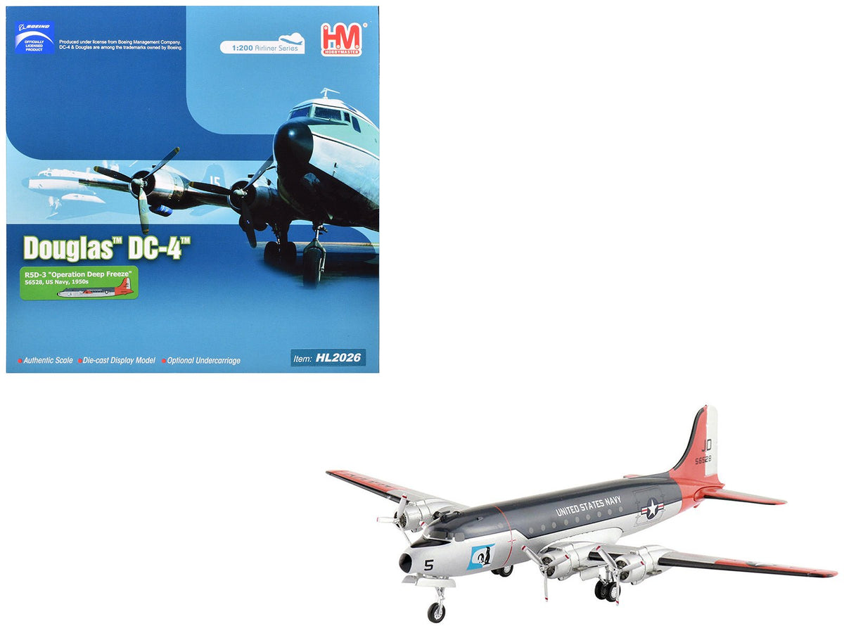 Douglas R5D-3 Skymaster Transport Aircraft "Operation Deep Freeze" (1950s) United States Navy "Airliner Series" 1/200 Diecast Model by Hobby Master  free shipping USA