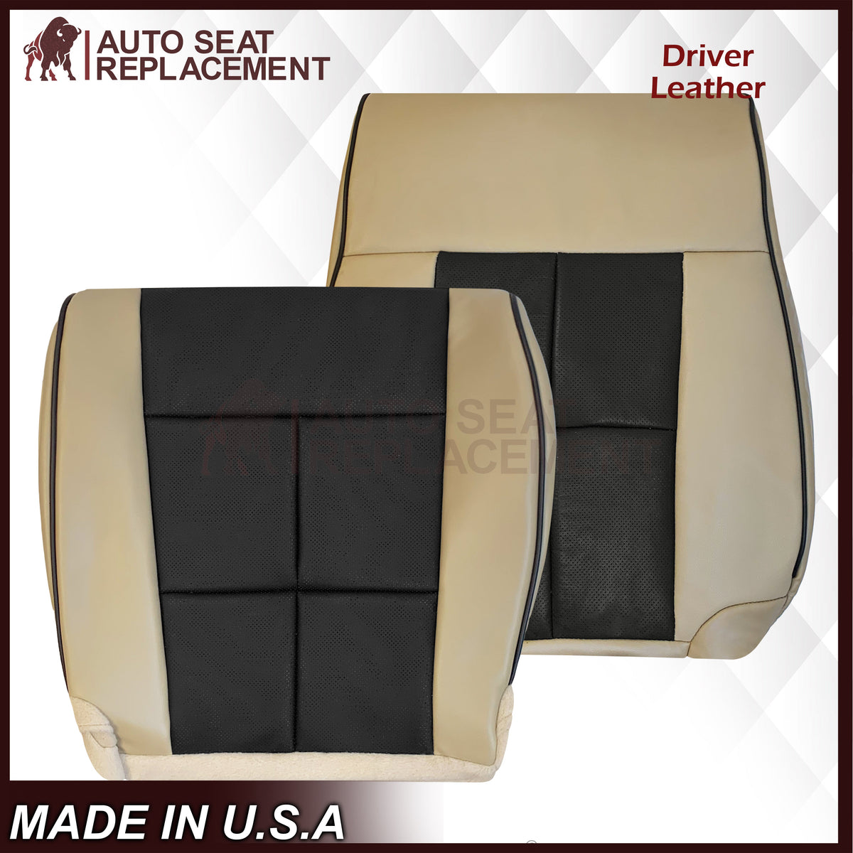 2007 - 2014 Lincoln Navigator Replacement Genuine Leather or Synthetic Leather Seat Cover in Tan & Black