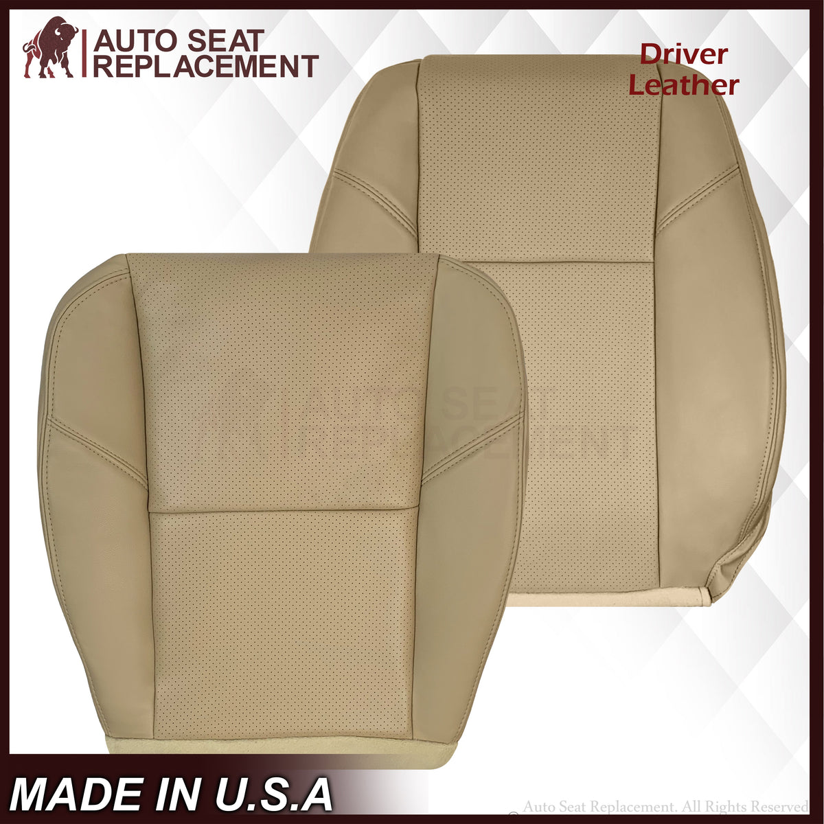 2007-2014 Chevy Silverado Suburban Tahoe Perforated Seat Cover in Light Cashmere Tan: Choose From Variation