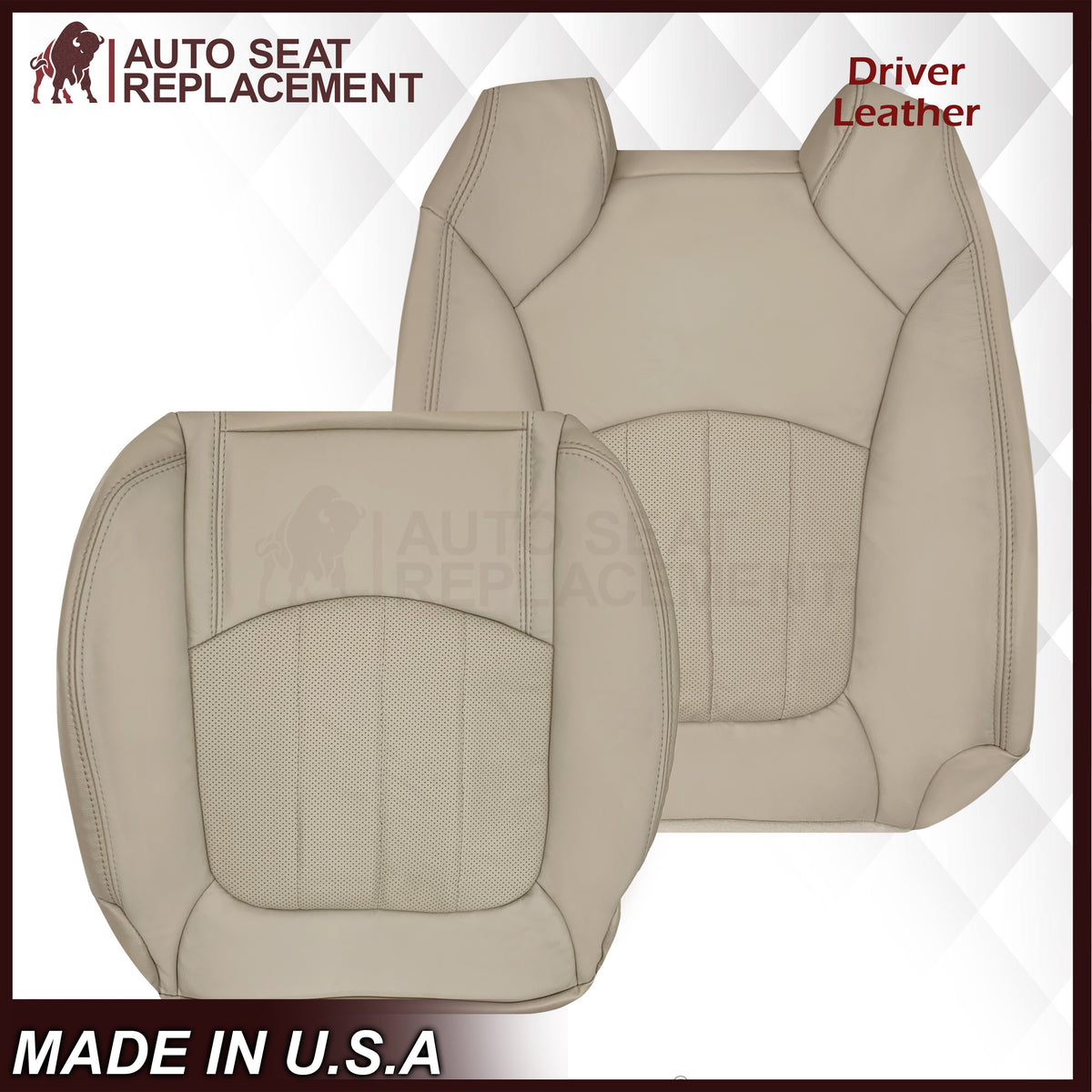 2009-2012 Chevrolet Traverse LT/LTZ Driver or Passenger Replacement Seat Cover: Perforated, Tan
